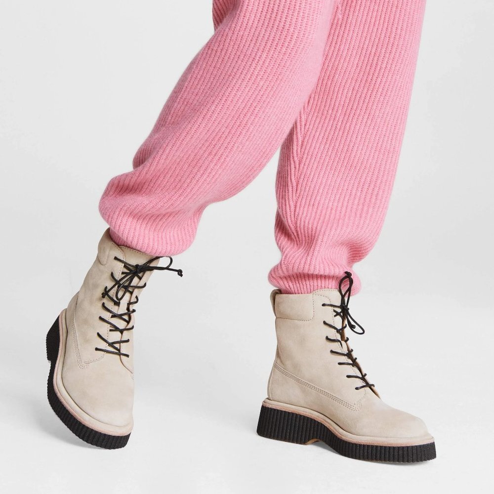 Rag & Bone Sloane‎ Lace-Up Combat Ankle Boots Paloma Beige Suede 39.5 9.5